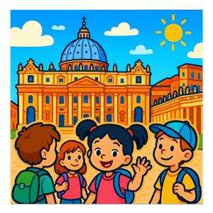 disegno di Gita a Piazza San Pietro a Roma a colori