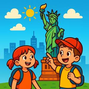 disegno di Gita alla Statua della Libertà  a colori