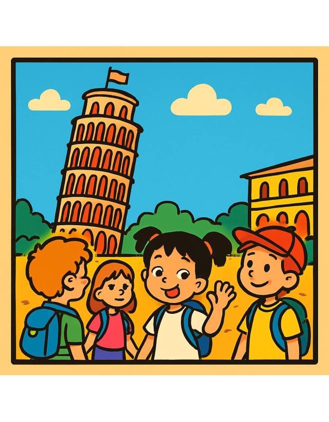disegno di Gita alla Torre di Pisa a colori