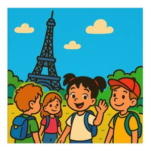 disegno di Gita alla Torre Eiffel  a colori