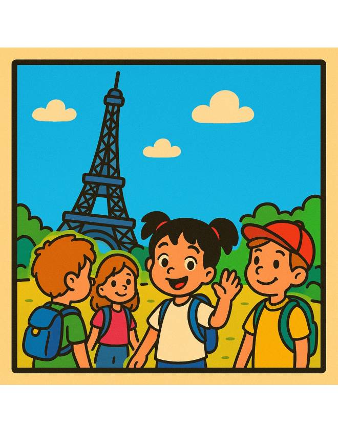 disegno di Gita alla Torre Eiffel  a colori