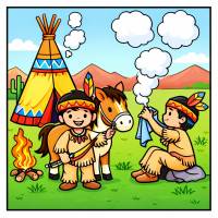 Disegno di Bambini Indiani a colori