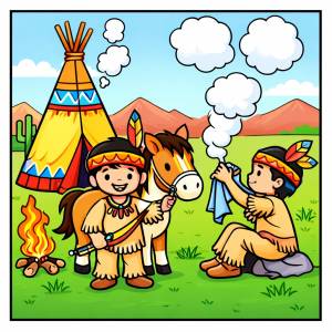 Disegno di Bambini Indiani a colori