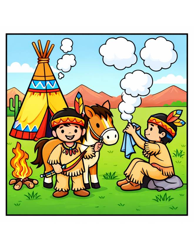 disegno di Bambini Indiani a colori