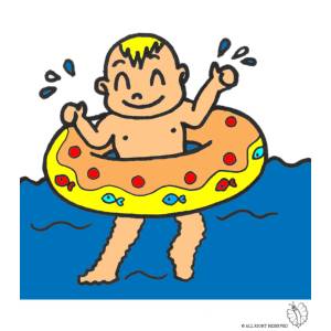 Disegno di Bambino con Salvagente a colori