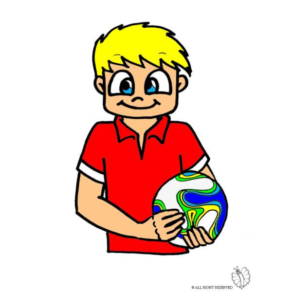 Disegno di Bambino con Pallone a colori