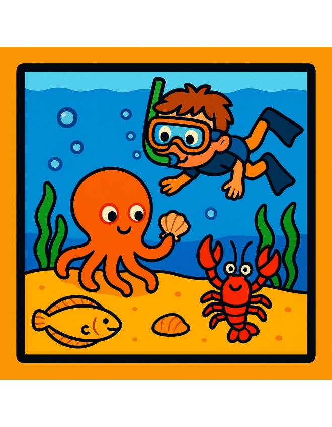 disegno di Bambino che fa Snorkeling al Mare a colori