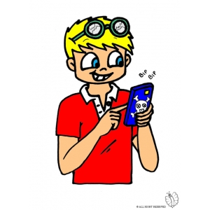 disegno di Bambino con Telefonino a colori