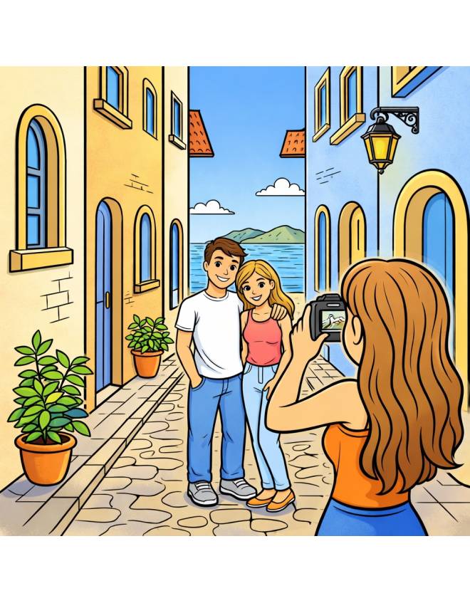 disegno di Coppia di Innamorati Fotografati a colori