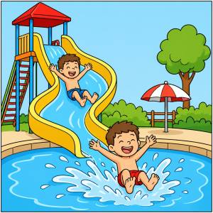Disegno di Giochi in Piscina a colori