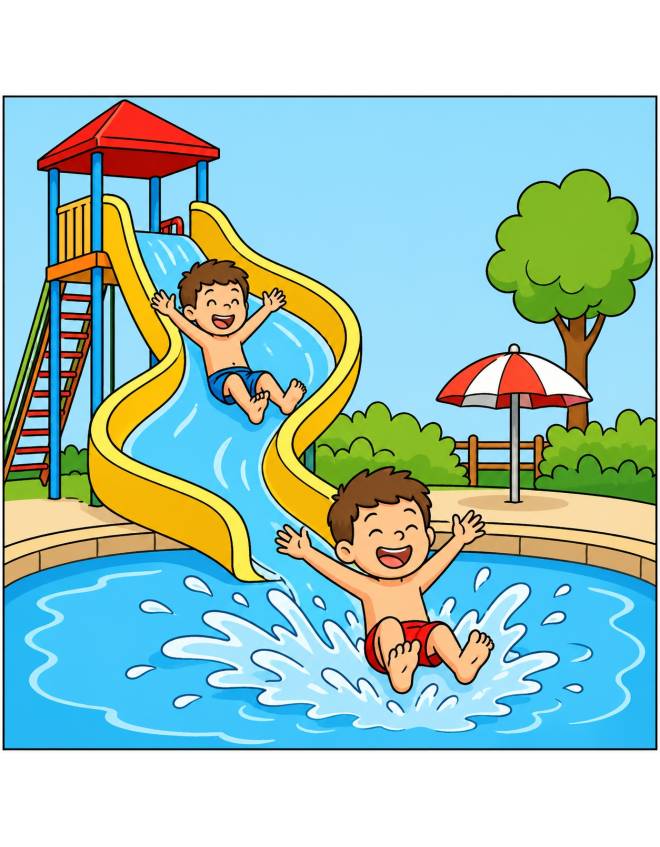disegno di Giochi in Piscina a colori