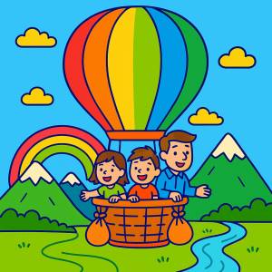 Disegno di In Mongolfiera  a colori