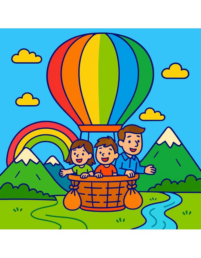 disegno di In Mongolfiera  a colori