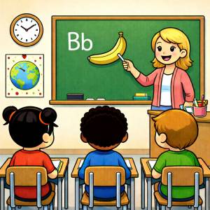 disegno di Insegnante e Studenti in Classe  a colori