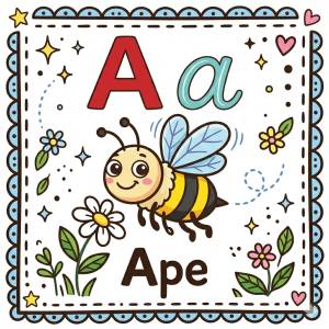 disegno di Lettera A di Ape Alfabeto Illustrato  a colori