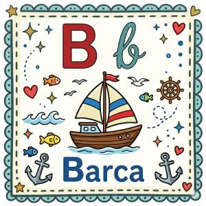 disegno di Lettera B di Barca Alfabeto Illustrato a colori