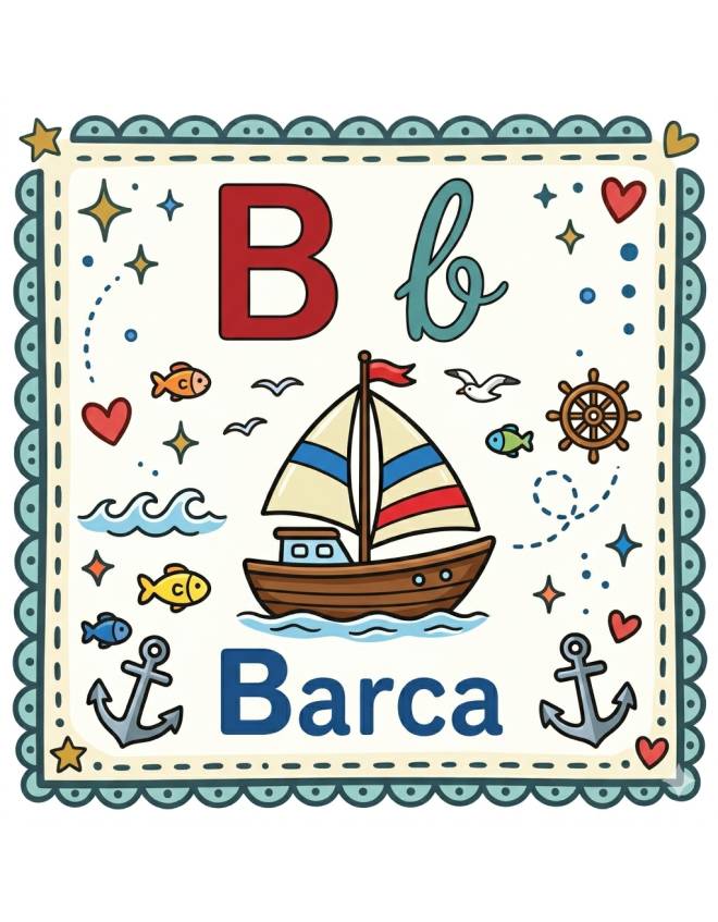 disegno di Lettera B di Barca Alfabeto Illustrato a colori