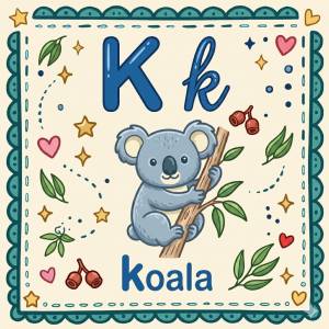 disegno di Lettera K di Koala Alfabeto Illustrato  a colori