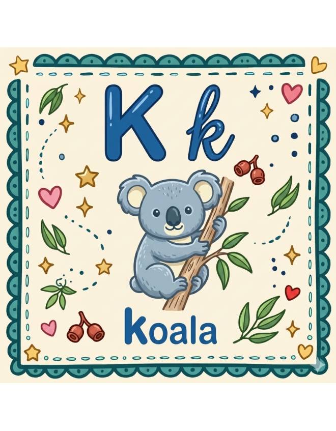 disegno di Lettera K di Koala Alfabeto Illustrato  a colori