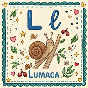 disegno di Lettera L di Lumaca Alfabeto Illustrato  a colori