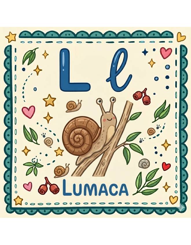 disegno di Lettera L di Lumaca Alfabeto Illustrato  a colori