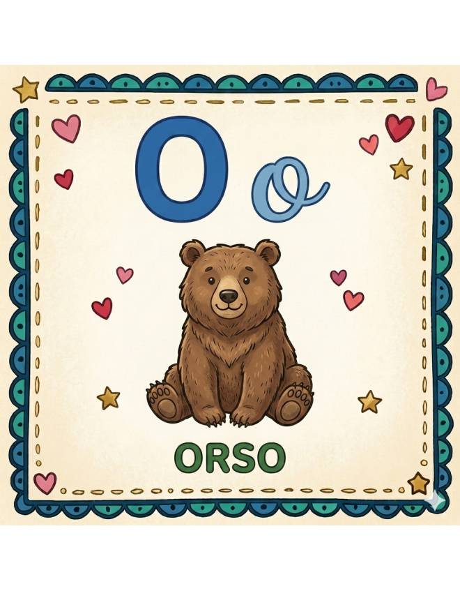 disegno di Lettera O di Orso Alfabeto Illustrato  a colori