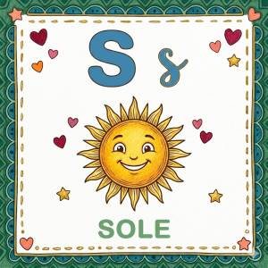 disegno di Lettera S di Sole Alfabeto Illustrato  a colori