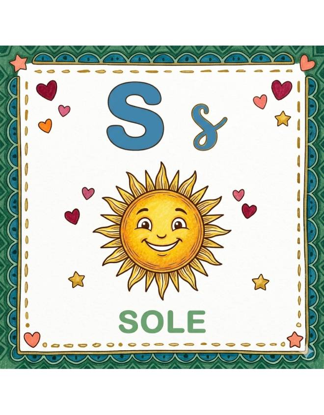 disegno di Lettera S di Sole Alfabeto Illustrato  a colori