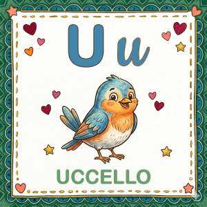 disegno di Lettera U di Uccello Alfabeto Illustrato  a colori