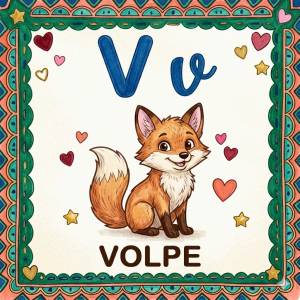 disegno di Lettera V di Volpe Alfabeto Illustrato  a colori