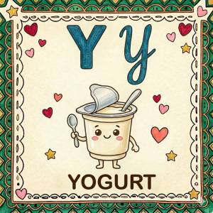 disegno di Lettera Y di Yogurt Alfabeto Illustrato  a colori