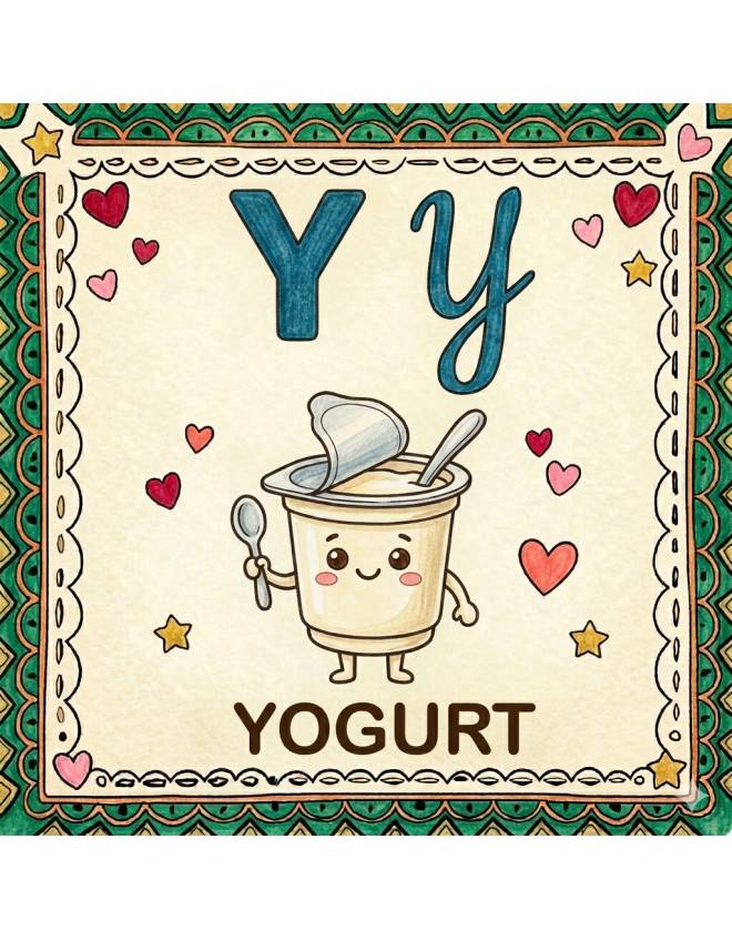 disegno di Lettera Y di Yogurt Alfabeto Illustrato  a colori