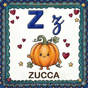 disegno di Lettera Z di Zucca Alfabeto Illustrato  a colori