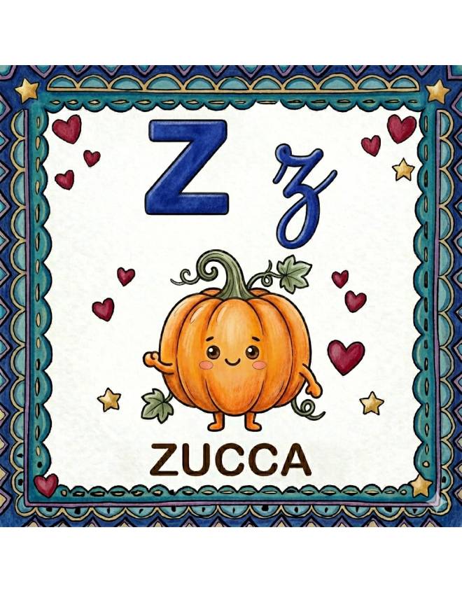 disegno di Lettera Z di Zucca Alfabeto Illustrato  a colori