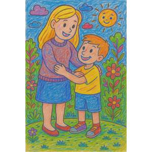Disegno di Mamma con Figlio a colori