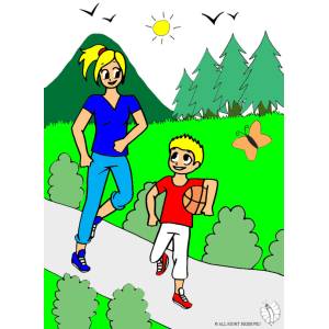 Disegno di Mamma e Figlio al Parco a colori