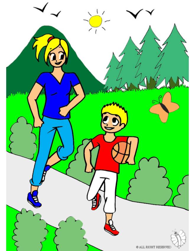 disegno di Mamma e Figlio al Parco a colori