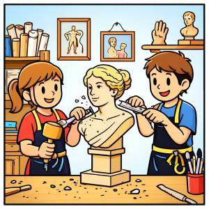 Disegno di Ragazzi Scultori  a colori