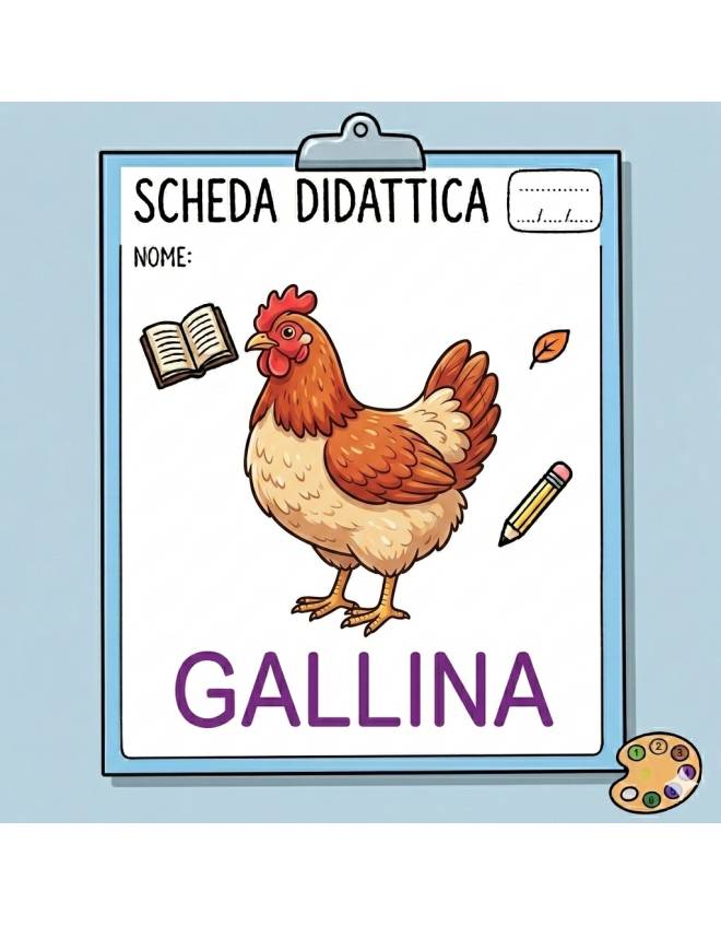 disegno di Scheda Didattica Gallina  a colori