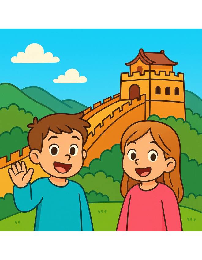 disegno di Viaggio alla Grande Muraglia Cinese  a colori