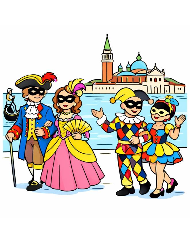 disegno di Carnevale a Venezia  a colori