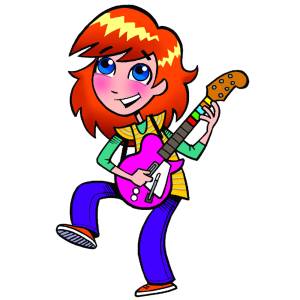 Disegno di La Chitarrista Rock a colori