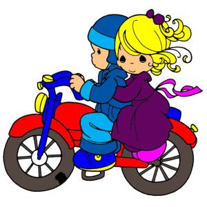 Disegno di Bambini in moto a colori