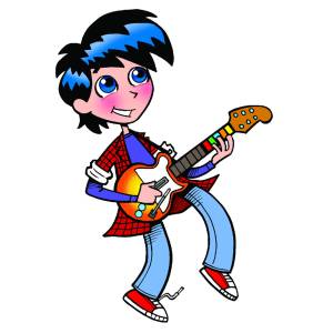 Disegno di Bambino con la Chitarra a colori