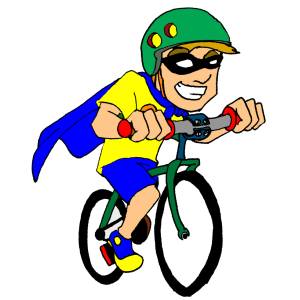 Disegno di Supereroe in Bicicletta a colori