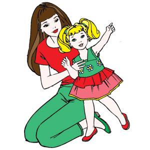 Disegno di Barbie e la Bambina a colori