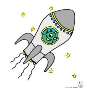 Disegno di Alieni nello Spazio a colori