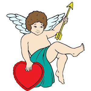 Disegno di Angelo con Cuore a colori