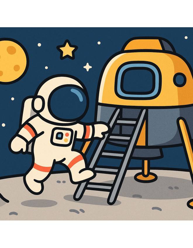 disegno di Astronauta Atterraggio sulla Luna a colori