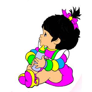 Disegno di Bambina con Biberon a colori